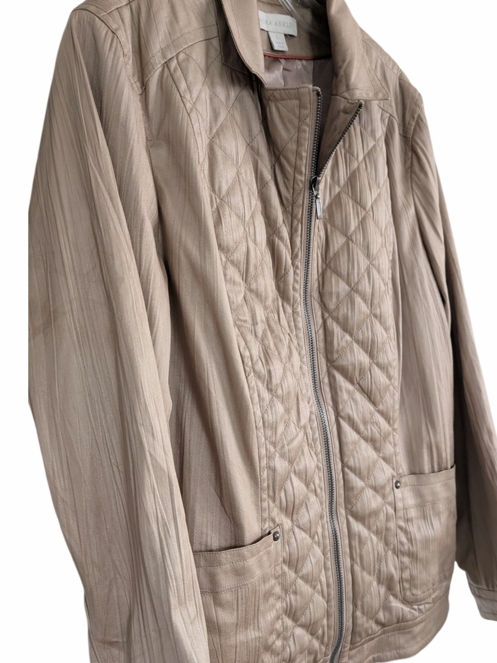 Laura Ashley Soft Faux Leather Quilted Lightweight Jacket Size L